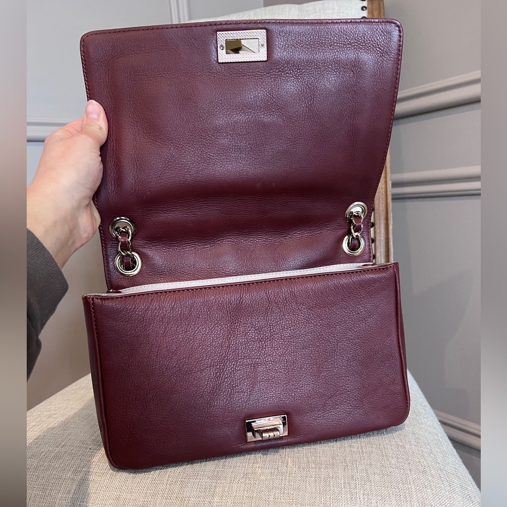 Valentino by Mario Valentino Quilted Leather Chain Shoulder Bag – Burgundy Wine - Picture 13 of 16
